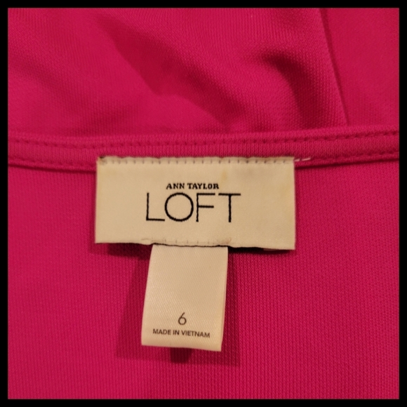 ann taylor LOFT  hot pink midi dress - Picture 2 of 8